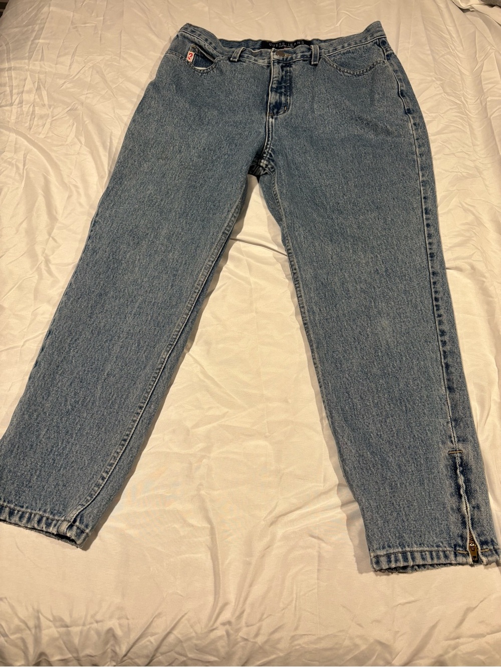 Vtg 80s 90s GUESS Style 1015 Ankle Zip Capri Jeans Women 32 Fits 30 Made in USA